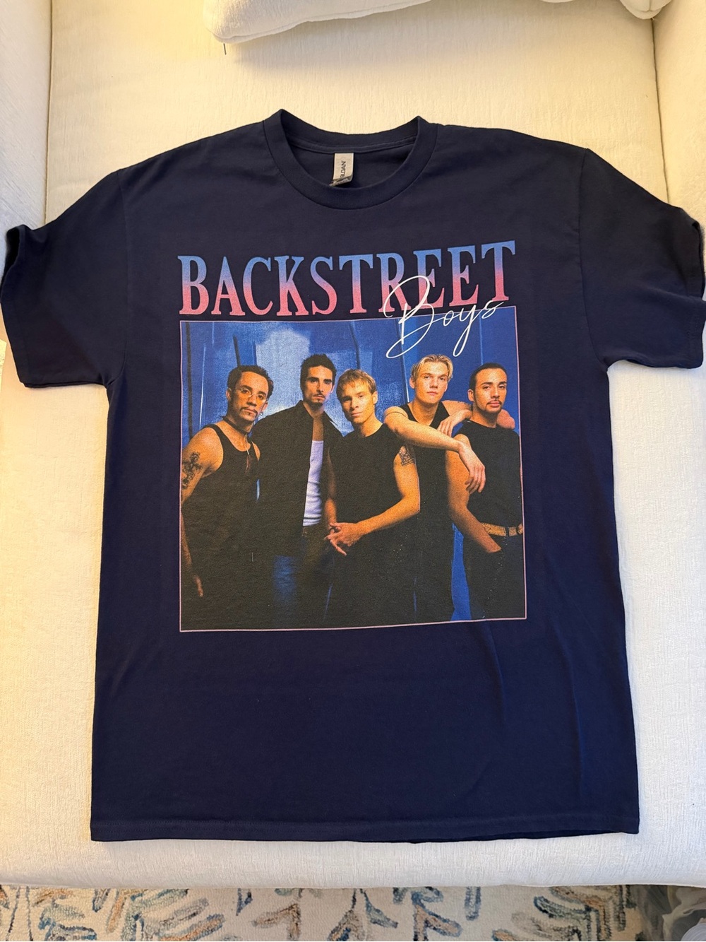 NWOT Gildan Navy Backstreet Boys Graphic Tee Vintage 90s Print
